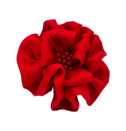 Satin Flower Hair Clip in Red