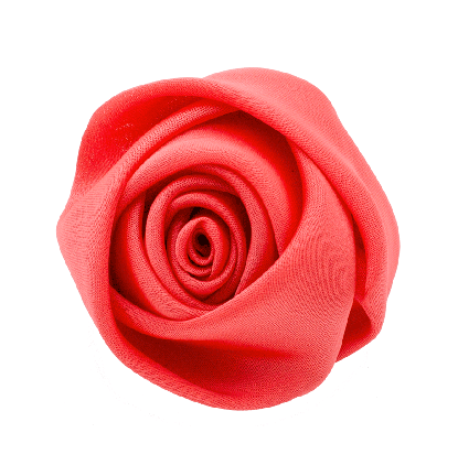 Satin Rose Hair Clip in Coral Pink