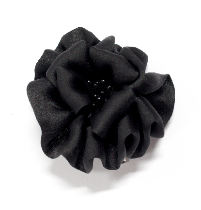Satin Flower Hair Clip in Black