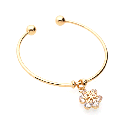 Snowflake Charm Open Bangle in Gold